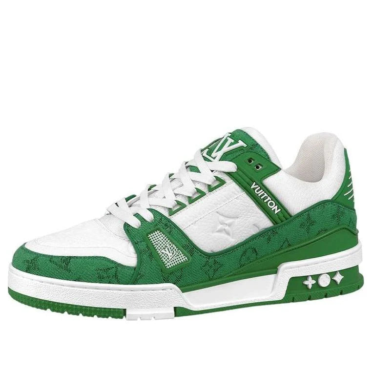 LOUIS VUITTON Trainers White Green Monogram