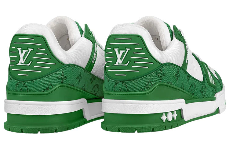 LOUIS VUITTON Trainers White Green Monogram