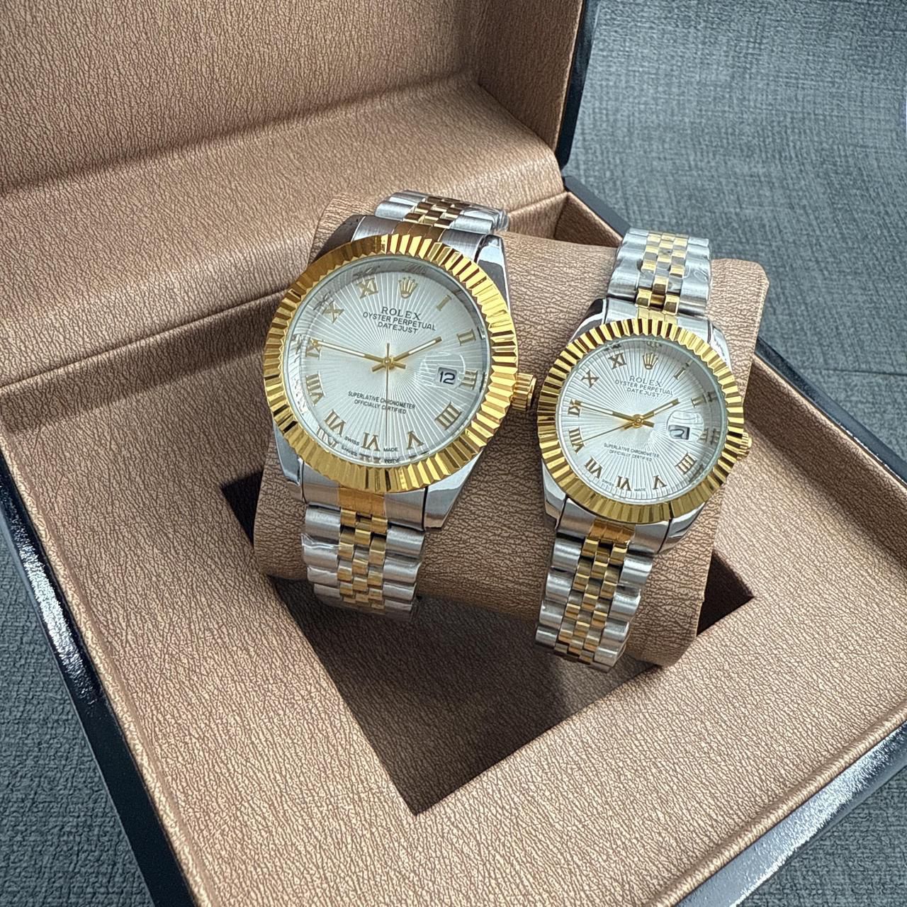 Rolex Couples Watch Golden Silver Date Just