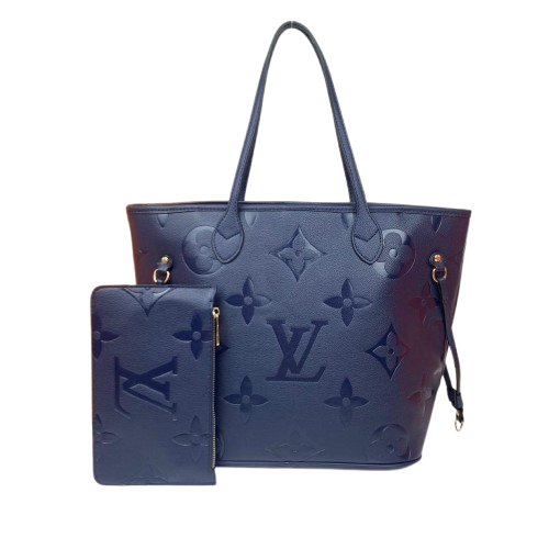 Blue Neverfull MM Leather LV Bag